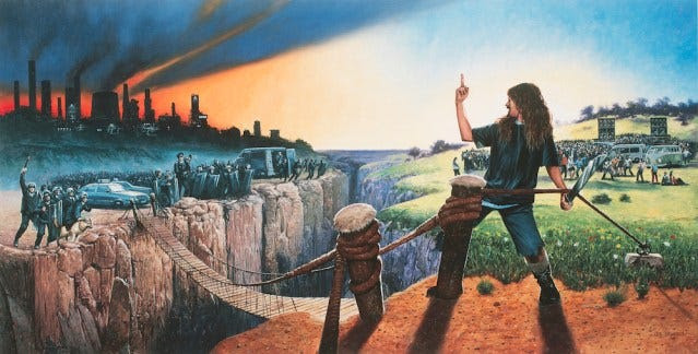 A hippie flipping off the police